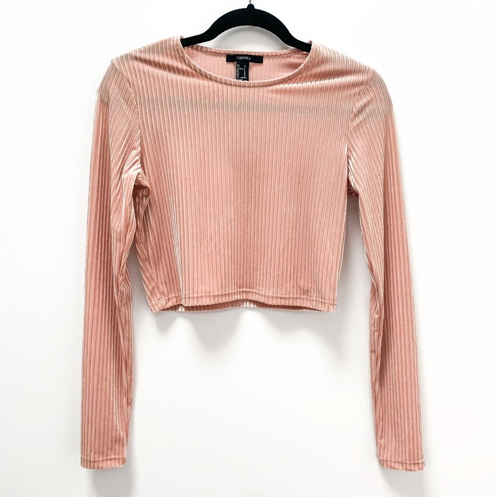 Forever 21 Velvet Long Sleeve Crop Top